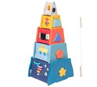 Generico Educational Activity Cube - 5 Layer Wooden Stacking Toy, Sorting Shapes, Colors, Bead Counting, Development Learning Toy, Skill Game m