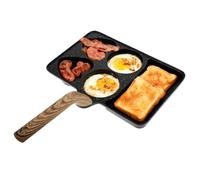 Generico Egg Pan - 5 Compartments with Removable Wooden Handle, Egg Frying Pan Kitchen Accessories, for Home and Restaurant, Ideal for Cooking Meat, Fish, Chicken and Bacon