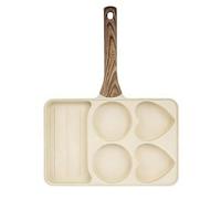 Generico Egg Pan - 5 Compartments with Removable Wooden Handle, Small Egg Pan | for Home, Apartment, BBQ, Camping, Breakfast, Burger, Meat, Fish, Bacon