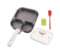 Genérico Egg Pan | Kitchen Pan with 3 Compartments, Divided Titanium with Lid and Silicone Spatula - For the Preparation of Eggs, Pancakes, Omelets and Other Foods in the