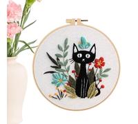 Genérico Embroidery Kits For Adults | Funny Cat Design For Crafts And Embroidery,Hand Sewing Supplies For Women And Enthusiasts Art Class Travel Home Gift