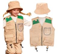 Genérico Explorer Vest and Hat Costume for Kids - Safari Style Role Play Kit, Cargo Vest Storage with Pockets, Comfortable Construction, Design Ready for the |