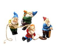 Generico Fairy Garden Mini Gnomes - 4 Hanging Fairy Dwarf Figurines | Miniature Elves Statues for Tree, Outdoor Decoration and Balcony