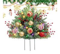Generico Fake Plants for Christmas Planters - Artificial Christmas Porch Decorations with Tripod Spike - for Christmas Party Office Yard Birthday Thanksgiving School Cemetery
