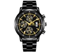 Generico Fashion Steel Belt Watches Men Trend Customized Fake Calendar Three Eyes Luminous Men Quartz Analog Watch, C, Bracelet