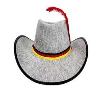 Generico Felt Hat, Western Carnival Hat with Strap and Red Black Yellow Design for Oktoberfest Carnival Outdoor Show