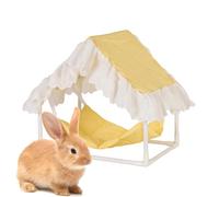 Genérico Ferret Bed, Hanging Hammock with Sleeping Structure | House Type House with Yellow Checkered Print, Use in Home, Rooms, Corners, Cages, Habitats and Enclosures