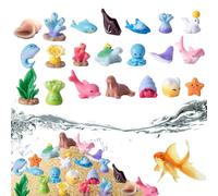 Generico Figures Of Sea Animals, Twenty-One Small Sea Creatures | Colourful Resin Reproductions Of Marine Life Adorable For Aquarium And Diorama Decorations
