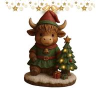 Generico Figurine De Vache Highland Décorative Avec Veilleuse LED De Noël | Lampe De Chevet Mignonne Pour Chambre D'enfant, Salon, Bureau, Dortoir, Table De Nuit, Étagère,