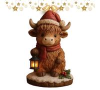Generico Figurine De Vache Highland Décorative Avec Veilleuse LED De Noël | Lampe De Chevet Mignonne Pour Chambre D'enfant, Salon, Bureau, Dortoir, Table De Nuit, Étagère,