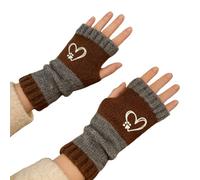 Genérico Fingerless Gloves for Women - Cold Weather Mitt with Heart Embroidery and Splice | Woven Sleeves, for Cycling Driving Camping Motorcycling Hiking