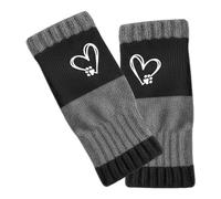 Genérico Fingerless Gloves | Interlocking Heart Embroidery Outdoor Gear | Open Finger Knit Mittens | for Cycling Driving Camping Motorcycling Hiking