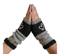 Genérico Fingerless Gloves | Windproof Mitt with Heart and Union Embroidery - Knitted Warm Mittens, for Camping Hiking Motorcycling Outdoor Activities Winter Cycling