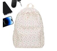 Generico Floral Backpack For School - Large Capacity Canvas Flower Bookbag, For Girls Lightweight Backbag Laptop Tablet Cell Phone Wallet Stationery Cosmetics Books Casual Water Bottle, a,