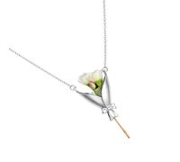 Generico Flower Bouquet Necklace Pendant Vase - Copper Creative Bottle Locket For Women - Cute Aesthetic Spring Dress Jewelry - Mother Day Gift Idea, riferimento alla descrizione, Please refer to