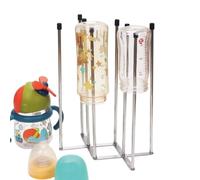 Genérico Foldable Bottle Drying Rack - Stainless Steel Holder 20 x 27 cm, 8 Pole Organizer, Space Saving Drainer | for Baby Care in the Kitchen with Glassware