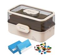 Generico Foldable Medicine Box - Transparent Three Levels | Portable with Lock, Family, School and Travel, Perfect for Medication, Cosmetics, Jewellery, Practice, M, riferimento alla descrizione