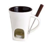 Generico Fondue - Heat Resistant Ceramic Material with Fork and Candle Holder, for Melting Chocolate, Ceramic Butter Warmer Pot | Chocolate for Celebration