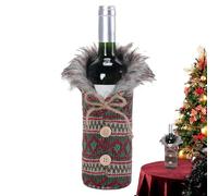 Genérico for Christmas Wine Bottles, Knitted Decorative Fabric, Safety for Bottle | for Friends Parties Kitchen Bar Home Shop Decoration, green, Consulte la descripción, See
