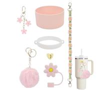 Generico For Cup Set, Cup Decorations, Protective Cover Silicone Charm Keychain | Love Case Key Chain for Girls, Teens, Teens, Youth, Adults, d, riferimento alla descrizione