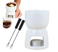 Generico For Fondue, Ceramic Pot with 2 Forks - Chocolate Melter 150 ml | for Dipping Cheese Dessert Drink Dinner Wedding Party Date