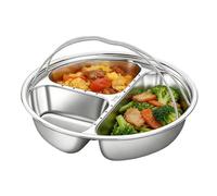 Genérico for Snacks with Splits | Stainless Steel Steaming and Serving Plate,Sectioned - for Home, Apartment, Family Evenings, Meetings with