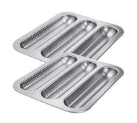 Generico French Bread Baking Tray - Perforated Non-Stick Baking Tray with Three Compartments - 2 Pieces French Baguette | Outdoor Kitchen Home Cooking Daily Meal Preparation