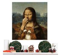 Generico Fun for Bathroom with Pinched Nose - with Humorous Vintage Cat Tapping the Nose Waterproof Print, Wall Art Bathroom - for Home Room Restaurant Hotel Garden Indoor Party