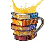 Genérico Funny Coffee Mug | Retro Painted Glass Wine Glass in 3D Design Book | Multipurpose Kitchen Accessory with Comfortable Grip for Whisky Beer Juice