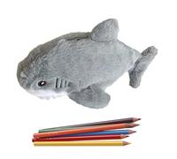 Generico Funny Sharks Design Plush Card Organizer - Super Soft Cartoon Case, Cute Cartoon Zippered Cardboard Box | School Supplies