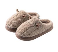 Generico Furry Slippers for Women in the House, Non-Slip Thermal Silent Slippers Simple Anti-Sweat Suitable for Home Activities, mocha, 8 UK