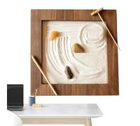 Genérico Garden Desktop: Elegant Wooden Zen Meditation Kit, Retro Miniature Decorative Rake with Natural Accessories | Calming Desk Decor to Relieve Your Life