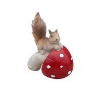 Generico Garden Squirrel Statues - Mushroom Sculpture Squirrel Ornaments for - Outdoor Decoration, Patio Garden Supplies, Fairy Tale Gardens, Flower Beds