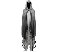 Genérico Ghost Cloak with Hood,Halloween Ghost Cape - Female Costume with Haunted Hood,Spooky Activities Cosplay Costume for Staging