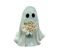 Generico Ghost of - 20 cm Resin Ghost with Flowers, Hot Decoration Ornament for Desk for Parties Home Table Window Entrance Bookcase Bedroom Living Room