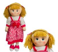 Generico Giant Rag Doll 75 cm in Fabric Fabric Doll with Braids and Dress with Bow Lily Doll Soft and Safe with Wool Braids, Assorted Colours Random Colour