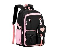 Generico Girl Backpack - Spacious School Bag, Practical Book Bag for Teenagers, Student Educational Package, Convenient for Carrying | Large Backpack for Kids of the s, Pink, Fare riferimento alla