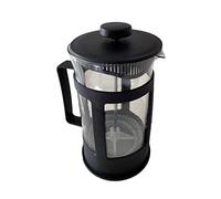 Generico Glass Teapot (600 ml) Black, French Teapot with Stainless Steel Filter, 9 cm Diameter, 17 cm High, Plastic Handles