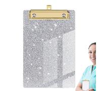 Generico Glitter Acrylic Clipboard - Shiny Office Folder Pen Holder | Ergonomic Design Double Capacity Standard | For Students, Nurses Verbal Meetings, 14.5 x 10 x 1.2 cm, 580 g