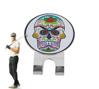 Genérico Golf Hat Clip Skull Metal Marker with Magnetic Clip, UV Printing, for Fans, Beginners and Professionals