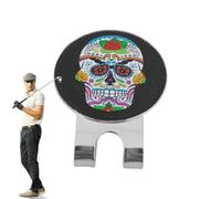 Genérico Golf Hat Clip Skull Metal Marker with Magnetic Clip, UV Printing, for Fans, Beginners and Professionals