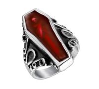 Generico Gothic Coffin Ring - Punk Stainless Steel Jewelry | Vampire Blood Enamel Ring Gothic Halloween Cosplay Unisex Accessory Medieval Coffin Design Scary Gift
