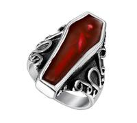 Generico Gothic Coffin Ring - Punk Stainless Steel Jewelry | Vampire Blood Enamel Ring Gothic Halloween Cosplay Unisex Accessory Medieval Coffin Design Scary Gift