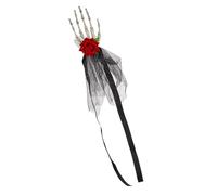 Genérico Gothic Flower Headpiece, Skull Claw Hairpins - Punk Fascinator With Pink Flower,Halloween Skull Hand Headpiece Hairpins, Halloween Skeleton Headpiece