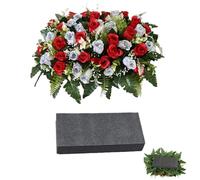 Generico Graveside Saddle for Gravestones, Artificial Rose Realistic Waterproof | Cemetery Decorations with Fake Flowers - Suitable for Burial Site, Cemetery, Gravestone, Funeral Coffin, Patio