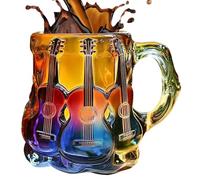 Generico Guitar Art: 3D Coffee Guitar Theme 9x9x8.6cm Coffee Mugs Magic | Rich in Artistic Talent, A Novel and Painted Music, A Collectible Gift for Lovers