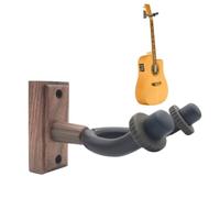 Generico Guitar Hook Bass Wall Mount, Square Canaletto Walnut With Spacer | The wall with this guitar wall mount with non-slip wooden base for electric guitars, bass, ukuleles