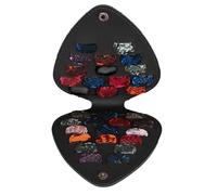 Genérico Guitar Pick Case, Bass Clip Holder Organizer Folk,Portable Bag Storage Box PU Leather Acús, Black, Consulte la descripción, See description