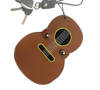 Generico Guitar Pick Holder - Guitar Pick Organizer with 17 Positions, PU Leather Guitar Picks Keyring | for Bass Guitar and Ukulele Musicians, brown, riferimento alla descrizione, Please refer