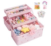 Genérico Hair Accessories Storage Box, Girls Hair Accessories Organizer, 3 Layer Clip Rubber Band Case, Waterproof Jewelry Box for Girls